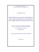 Nghiên cứu hiệu quả sử dụng đất nông nghiệp và đề xuất một số mô hình sản xuất theo hướng nông nghiệp sinh thái ở thành phố thái nguyên 