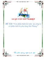 Tài liệu báo cáo thực tập - Các phần hành kế toán tại công ty cổ phần thiết bị phụ tùng Hải Phòng ppt