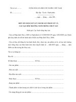 Tài liệu Mẫu đơn xin đăng ký lưu hành sản phẩm xử lý, cải tạo môi trường nuôi trồng thủy sản docx