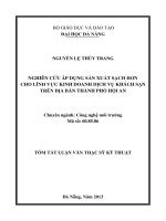 Nghiên cứu áp dụng sản xuất sạch hơn cho lĩnh vực kinh doanh dịch vụ khách sạn trên địa bàn thành phố hội an 