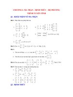 Tài liệu MA TRẬN – ĐỊNH THỨC – HỆ PHƯƠNG TRÌNH TUYẾN TÍNH ppt