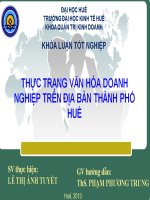 Slide THỰC TRẠNG văn hóa DOANH NGHIỆP TRÊN địa bàn THÀNH PHỐ HUẾ 