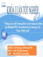 Slide nâng cao chất lượng dịch vụ tín dụng cá nhân tại NHNo&PTNT chi nhánh thị xã hương trà – thừa thiên huế 