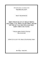 Biện pháp quản lý hoạt động dạy học các môn cơ sở thực hành mĩ thuật tại trường đại học kiến trúc đà nẵng 