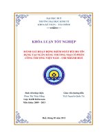 ĐÁNH GIÁ HOẠT ĐỘNG KIỂM SOÁT rủi RO tín DỤNG tại NGÂN HÀNG THƯƠNG mại cổ PHẦN CÔNG THƯƠNG VIỆT NAM – CHI NHÁNH HUẾ 