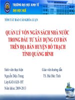 Slide QUẢN lý vốn NGÂN SÁCH NHÀ nước TRONG đầu tư xây DỰNG cơ bản TRÊN địa bàn HUYỆN bố TRẠCH TỈNH QUẢNG BÌNH 