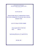 Đánh giá hiện trạng và định hướng sử dụng đất nông nghiệp bền vững huyện thuận thành, tỉnh bắc ninh 