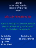 Slide ĐÁNH GIÁ sự CHUYỂN DỊCH cơ cấu LAO ĐỘNG THEO NGÀNH TRONG TIẾN TRÌNH CNH   hđh tại THỊ xã HƯƠNG THỦY,TỈNH THỪA THIÊN HUẾ GIAI đoạn 2007   2012 