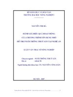 Đánh giá hiệu quả hoạt động của chương trình tín dụng nhỏ hỗ trợ nuôi trồng thủy sản tại nghệ an 