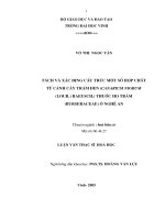 Tách và xác định cấu trúc một số hợp chất từ cành vỏ cây trám đen (canarium nigrum (lour ) engl ) thuộc họ trám (burseraceae) ở nghệ an 