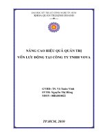 Nâng cao hiệu quả quản trị vốn lưu động tại công ty TNHH VOVA  khóa luận tốt nghiệp 