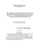 Thử nghiệm sử dụng protein bột nhân hạt cao su thay thế một phần protein bột cá trong khẩu phần ăn của cá rô phi ( OROCHROMIS NILOTICUS ) giai đoạn thương phẩm nuôi trong giai 