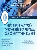 Slide giải pháp phát triển thương hiệu bia festival của công ty trách nhiệm hữu hạn bia huế 