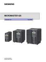 Tài liệu MICROMASTER 420 Parameter List Issue pptx