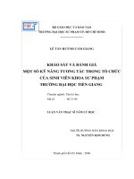 Khảo sát và đánh giá một số kỹ năng tương tác trong tổ chức của sinh viên khoa sư phạm trường đại học tiền giang 