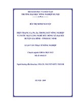 Hiện trạng cu, pb, zn trong đất nông nghiệp và nước mặt làng nghề đúc đồng xã đại bái huyện gia bình, tỉnh bắc ninh 
