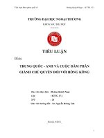 Đề tài TRUNG QUỐC   ANH và CUỘC đàm PHÁN GIÀNH CHỦ QUYỀN đối với HỒNG KÔNG 