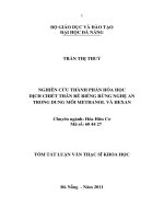 Nghiên cứu thành phần hóa học dịch chiết thân rễ riềng rừng nghệ an trong dung môi methanol và hexan 