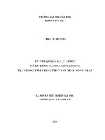 Luận văn tốt nghiệp đại học ngành quản lý nghề cá kỹ thuật sản xuất giống cá rô đồng (anabas testudineus) tại trung tâm giống thủy sản tỉnh đồng tháp 