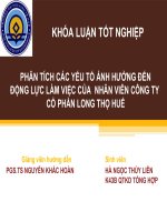 Slide PHÂN TÍCH các yếu tố ẢNH HƯỞNG đến ĐỘNG lực làm VIỆC của  NHÂN VIÊN CÔNG TY cổ PHẦN LONG THỌ HUẾ 