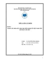 TOÀN cầu hóa sẽ làm CHO nền KINH tế VIỆT NAM tốt lên HAY xấu đi 