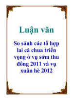 Luận văn so sánh các tổ hợp lai cà chua triển vọng ở vụ sớm thu đông 2011 và vụ xuân hè 2012