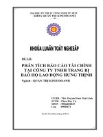 Phân tích báo cáo tài chính tại công ty TNHH trang thiết bị bảo hộ lao động hưng thịnh 