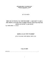 Hiệu quả sử dụng các chế phẩm BRF 2 AQUAKIT và AQUAMIX trong ao nuôi công nghiệp tôm sú ở hai mật độ thả giống 25 conm2 và 40 conm2 tại thới bình   cà mau 