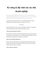 Tài liệu Kỹ năng & đặc tính của các nhà doanh nghiệp ppt