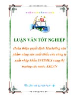 Tài liệu Luận văn tốt nghiệp “Hoàn thiện quyết định Marketing sản phẩm nông sản xuất khẩu của công ty xuất nhập khẩu INTIMEX sang thị trường các nước ASEAN” pdf