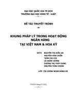 KHUNG PHÁP lý TRONG HOẠT ĐỘNG NGÂN HÀNG tại VIỆT NAM & HOA kỳ 