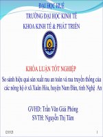 Slide so sánh hiệu quả sản xuất rau an toàn và rau truyền thống của các nông hộ ở xã xuân hòa, huyện nam đàn, tỉnh nghệ  an 