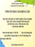 Slide THU hút vốn đầu tư PHÁT TRIỂN CÔNG NGHIỆP, TIỂU THỦ CÔNG NGHIỆP TRÊN địa bàn HUYỆN hải LĂNG, TỈNH QUẢNG TRỊ GIAI đoạn 2009 2011  