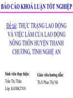 Slide THỰC TRẠNG LAO ĐỘNG và VIỆC làm của LAO ĐỘNG NÔNG THÔN HUYỆN THANH CHƯƠNG, TỈNH NGHỆ AN 