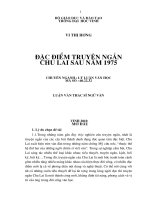 Đặc điểm truyện ngắn chu lai sau năm 1975 