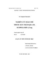 Nghiên cứu bào chế thuốc dán thấm qua da scopolamin 1,5 mg 
