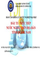 ĐẦU tư TRỰC TIẾPNƯỚC NGOÀI TRÊN địa bàn TỈNH QUẢNG NAM 