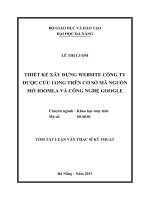 Thiết kế xây dựng website công ty dược cửu long trên cơ sở mã nguồn mở joomla và công nghệ google 