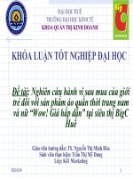 Slide nghiên cứu hành vi sau khi mua của giới trẻ đối với sản phẩm áo quần thời trang nam và nữ “WOW! giá hấp dẫn” của siêu thị bigc huế 