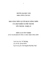 Khả năng tiếp cận tín dụng nông thôn của hộ nghèo xã phú thành yên thành  nghệ an 