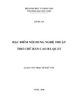 Đặc điểm nội dung nghệ thuật thơ chữ hán cao bá quát 