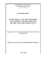 Tuyển chọn và xây dụng hệ thống bài tập bồi dưỡng học sinh giỏi hóa học lớp 9 THCS (phần vô cơ) 