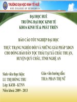 Slide THỰC TRẠNG NGHÈO đói và NHỮNG GIẢI PHÁP XĐGN CHO ĐỒNG bào dân tộc THÁI tại xã CHÂU THUẬN, HUYỆN QUỲ CHÂU, TỈNH NGHỆ AN 