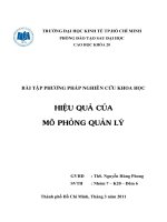 BÀI tập PHƯƠNG PHÁP NGHIÊN cứu KHOA học HIỆU QUẢ của mô PHỎNG QUẢN lý 