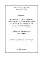 Nghiên cứu xây dựng hệ thống thông tin một cửa liên thông trong cấp phép đầu tư tại sở kế hoạch và đầu tư tỉnh bình định 