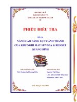 NÂNG CAO NĂNG lực CẠNH TRANH CỦA KHU NGHỈ mát SUN SPA & RESORT QUẢNG BÌNH 