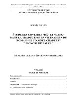 Étude des coverbes đã et đang dansla traduction en vietnamien du roman le colonel chabert d'honoré de balzac 