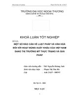 MỘT số rào cản về LUẬT PHÁP và văn HOÁ đối với HOẠT ĐỘNG XUẤT KHẨU của VIỆT NAM SANG THỊ TRƯỜNG mỹ THỰC TRẠNG và GIẢI PHÁP 