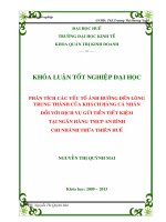 Phân tích các yếu tố ảnh hưởng đến lòng trung thành của khách hàng cá nhân đối với dịch vụ gửi tiền tiết kiệm tại ngân hàng TMCP an bình   chi nhánh thừa thiên huế 