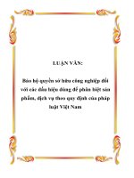 Bảo hộ quyền sở hữu công nghiệp đối với các dấu hiệu dùng để phân biệt sản phẩm, dịch vụ theo quy định của pháp luật việt nam 